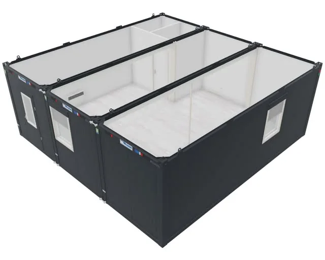 Tegning av tre sammenkoblede containere sett ovenfra